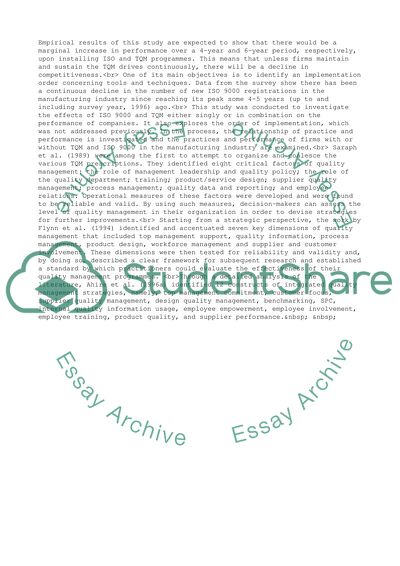 Does Total Quality Management Improve Manufacturing Production Systems