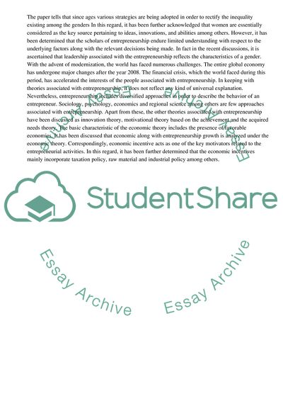 Gender Influences Entry into Entrepreneurship