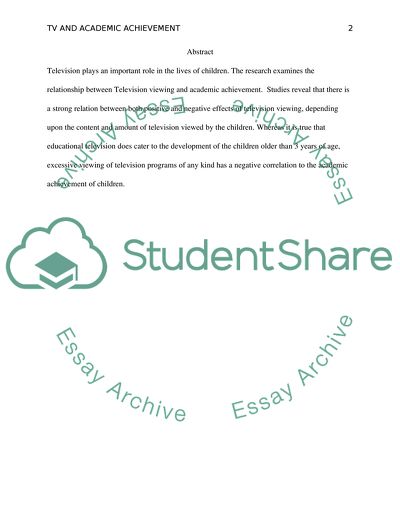 Relationship Between Television Viewing and Academic Achievement