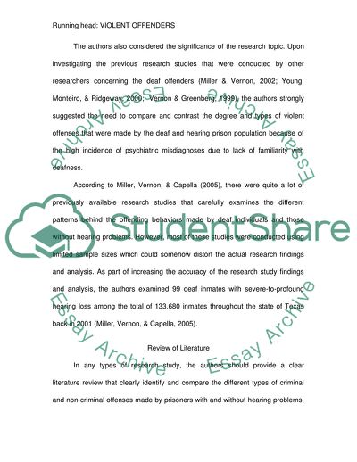 Violent Offenders in a Deaf Prison Population