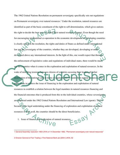Financing in Regards to Exploration and Exploitation of Natural Resources