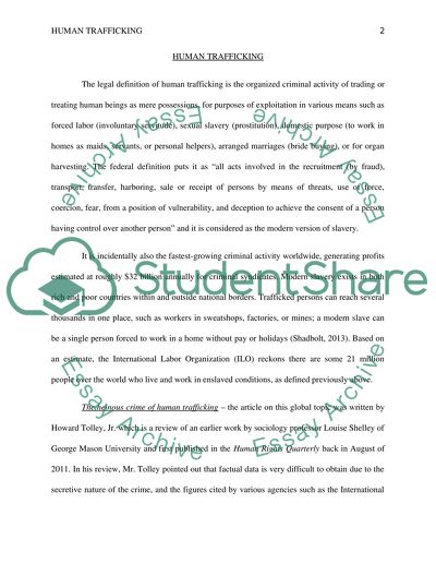 The Sociological Framework of Human Trafficking