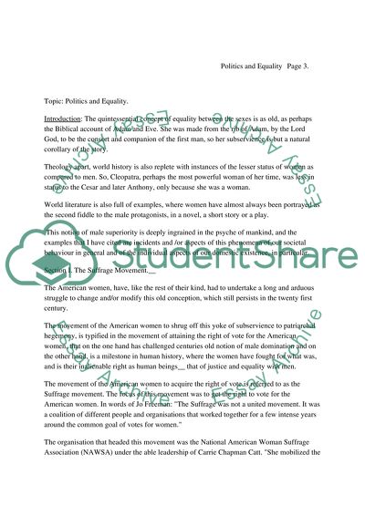 Politics and Equality