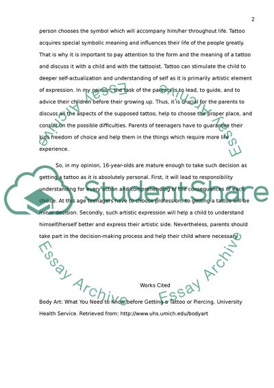 Should 16-year-olds Be Allowed to Get a Tattoo without Parental Consent