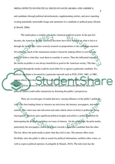 Media Effects on Political Issues in Saudi Arabia and America