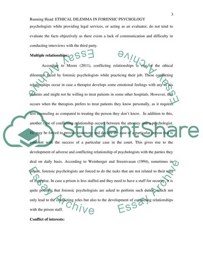 Ethical Dilemma in Forensic Psychology