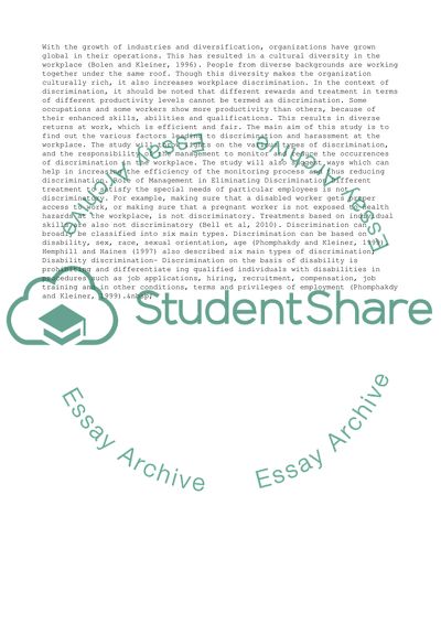 Eliminating Discrimination in the Workplace is the Responsibility of Management