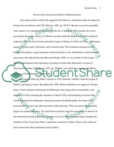 Soviet Union, Fascism and Molotov-Ribbentrop Pact