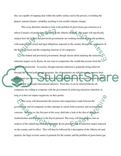 The Role of the Federal and Provincial Governments in Compliance with Kyoto Protocol