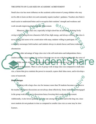 The Effects of Class Size on Academic Achievement