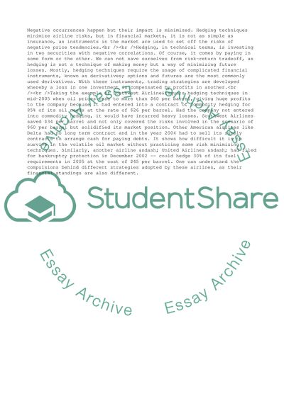 Risk Management of Airline Companies