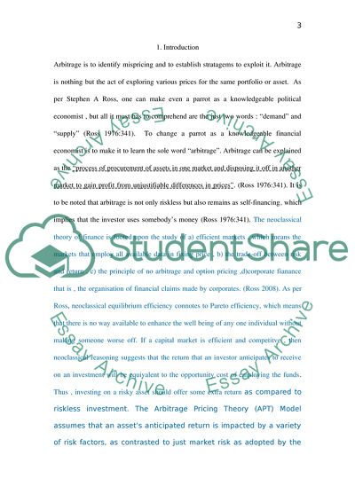 What Is the Significance for Financial Economics of the Concept of Arbitrage