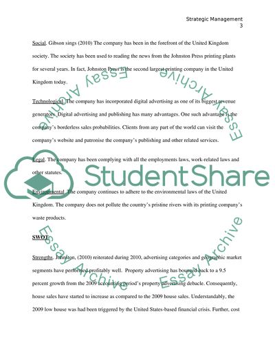 Strategic Analysis of Johnston Press Plc Business Environment