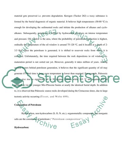 Formation of Petroleum