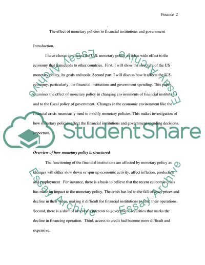 The Effect of Monetary Policies on Financial Institutions