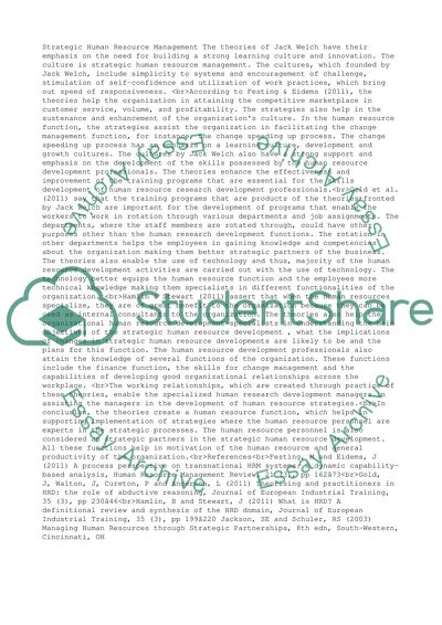 Strategic Human Resource Management ( choose 3 Theories of jack welch ) and talk about them