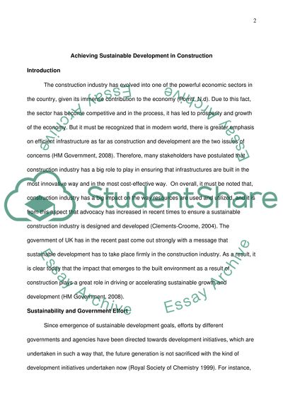 Achieving Sustainable Development in Construction