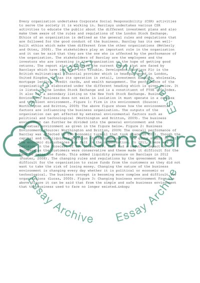 The Performance of Barclays Plc on Context to Its Interdisciplinary Areas