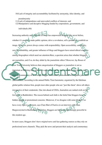 Ethical issues related to blogging and the internet