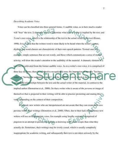 The Use of Academic Voice about Mature Age Students Taking Psychology Courses