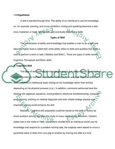 Skill, A Learned Ability