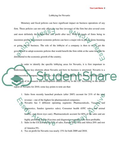 Lobbying to Benefit Novartis