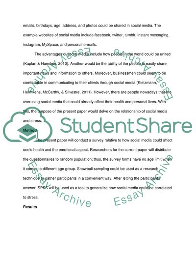 Social Media Use and Stress Relationship