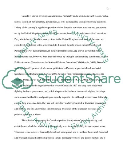 Women in the Canadian Political System