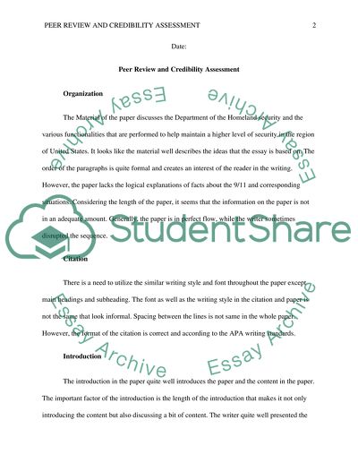 Peer Review and credibility assessment