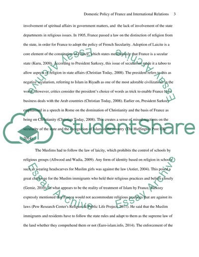 Domestic Policy of France and International Relations