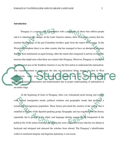 The Relationship Between Paraguay Nationalism and Guarani Language