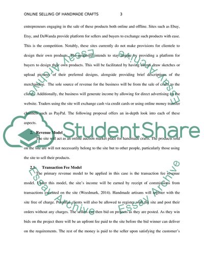 The Sale of Handmade Crafts Online