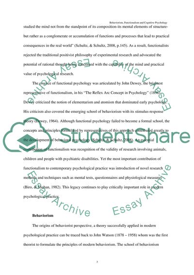 Behaviorism, Functionalism, and Cognitive Psychology: History and Modern Application