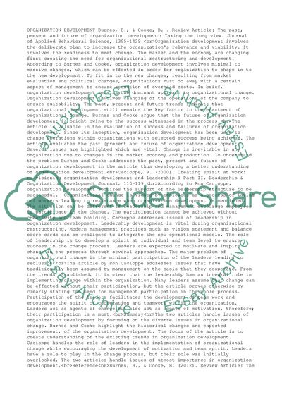 Find two articles that are influential in the field of Organizational Development