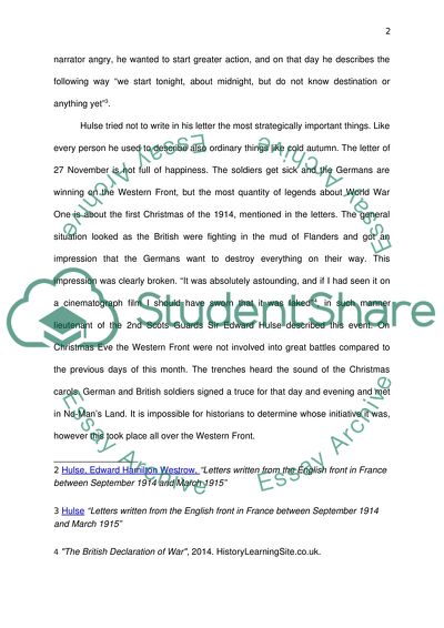 HULSE CHRISTMAS WAR LETTER ANALYSIS