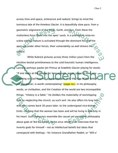 Comparison between Under the Glacier by Halldor laxness and the movie 2001: A Space Odyssey