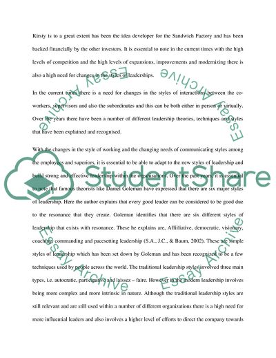 Leadership in a Changing Environment: Kirstys Leadership