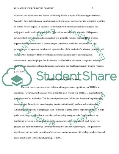 Analysis of Human Resource Development