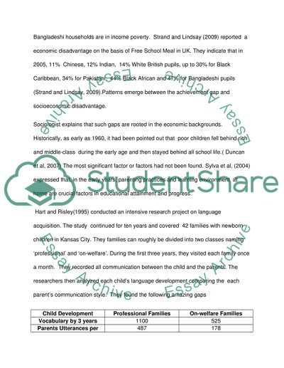 The differences in educational attainment in class, gender and ethnicity