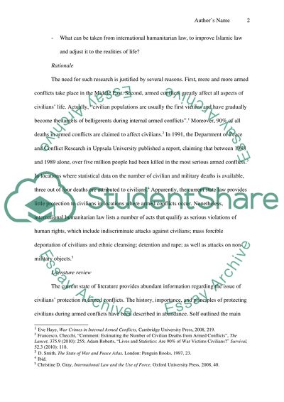 Information Regarding the Issue of Civilians Protection in Armed Conflicts