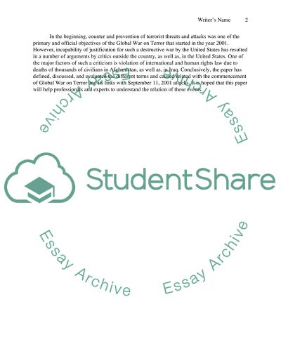 September 11, 2001 and the Global War on Terror