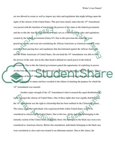 Strengths and Weaknesses of the Fourteenth Amendment