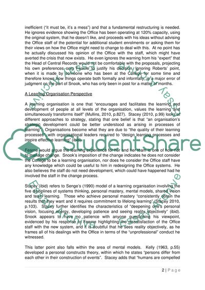 Managing Change at Bingham Business College