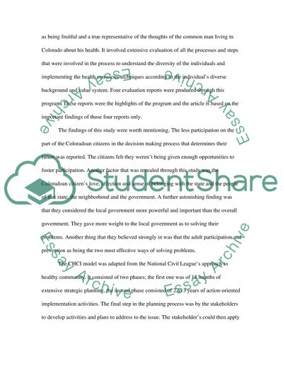 The Colorado Healthy Communities Initiative