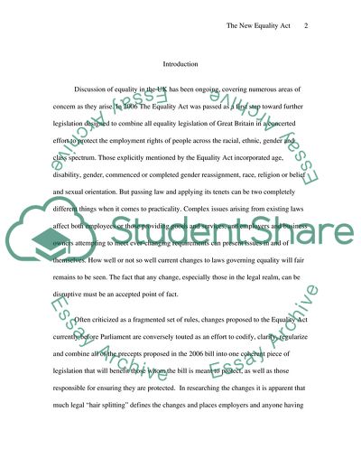 The New Equality Act and Its Effects on Current Law