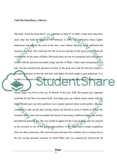 Until the Final Hour by Traudl Junge