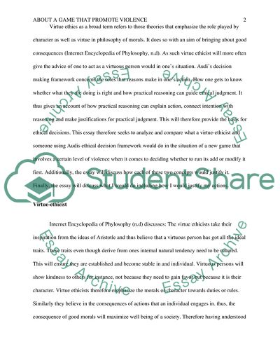 About a Game that Promotes Violence