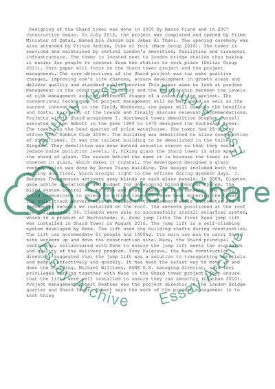 Projects within Shard Program