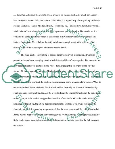 The Scientificamerican.com Website - Valuable Resource Guide for Students