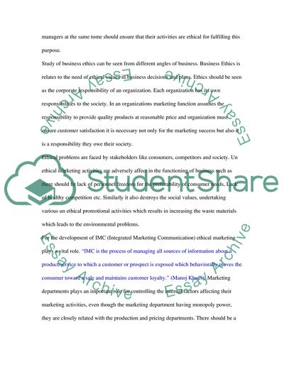 MARKETING: ethical challenges marketers face when developing an IMC campaign